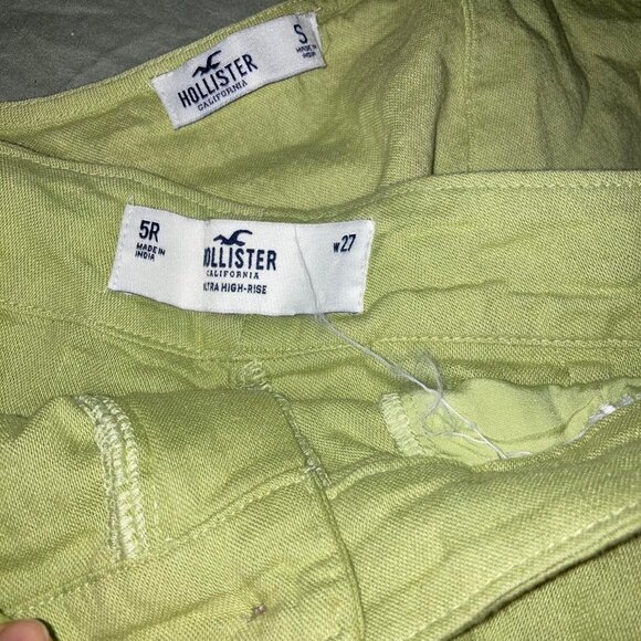 Hollister Green Linen-Blend Matching Set | Tie-Front Top & Ultra High-Rise Pants - Picture 1 of 8